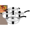 Starcrafts StarCrafts 72028 Stainless Steel Capsule Bottom Cookware Set with Glass Lid - 7 Piece 72028